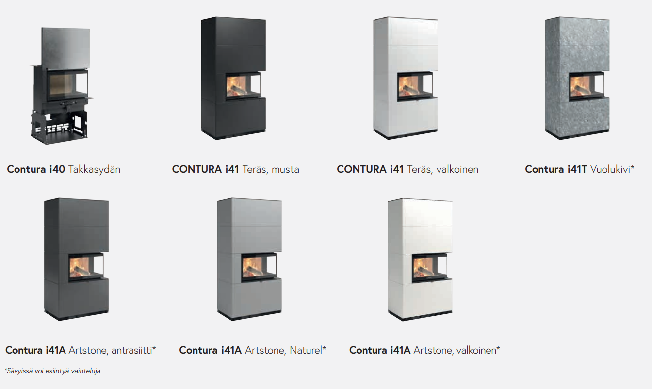 Contura i40 -takkasydän- ja i41 -takkamallit | Contura i40 fireplace insert and i41 fireplace models